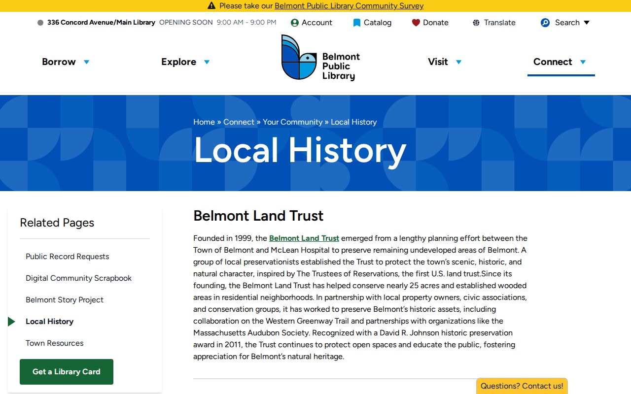 Belmont city directory research at the Belmont Public Library Underwood Local History Room