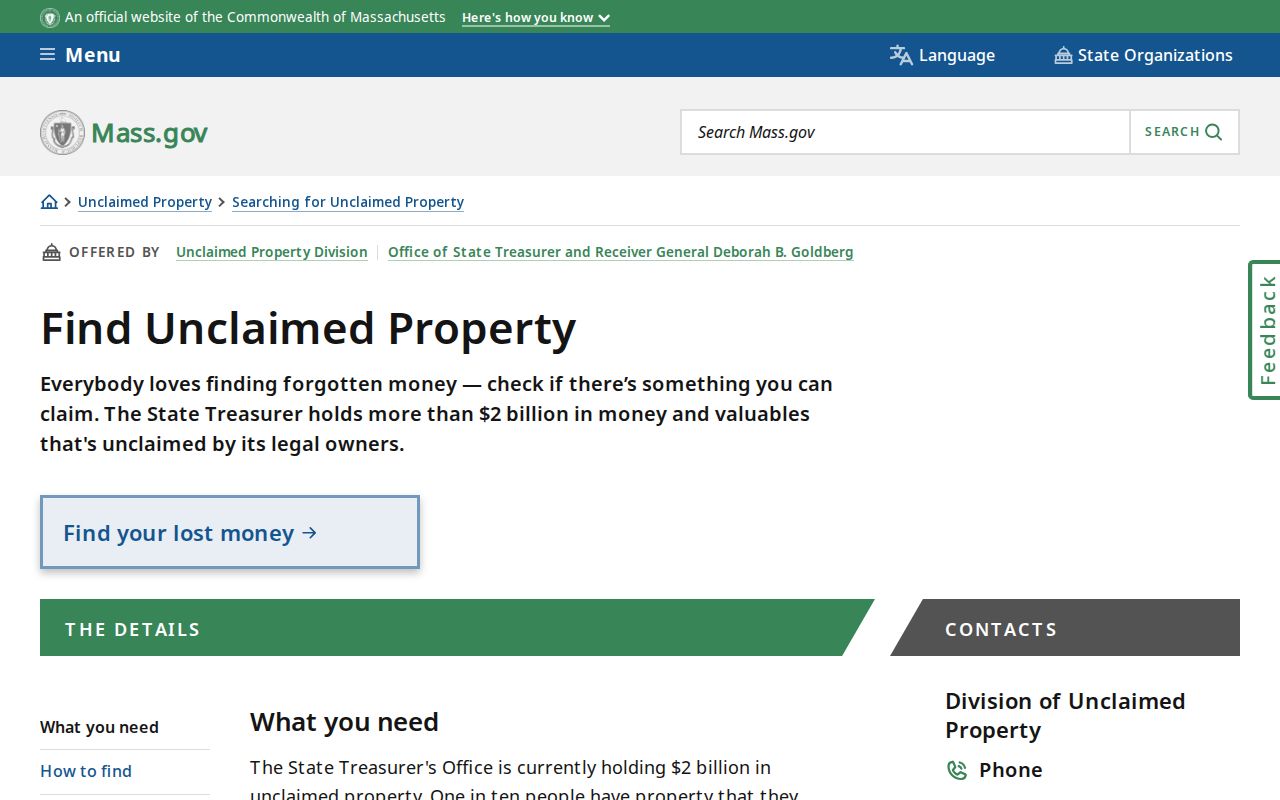 Belmont residents directory Massachusetts unclaimed property search