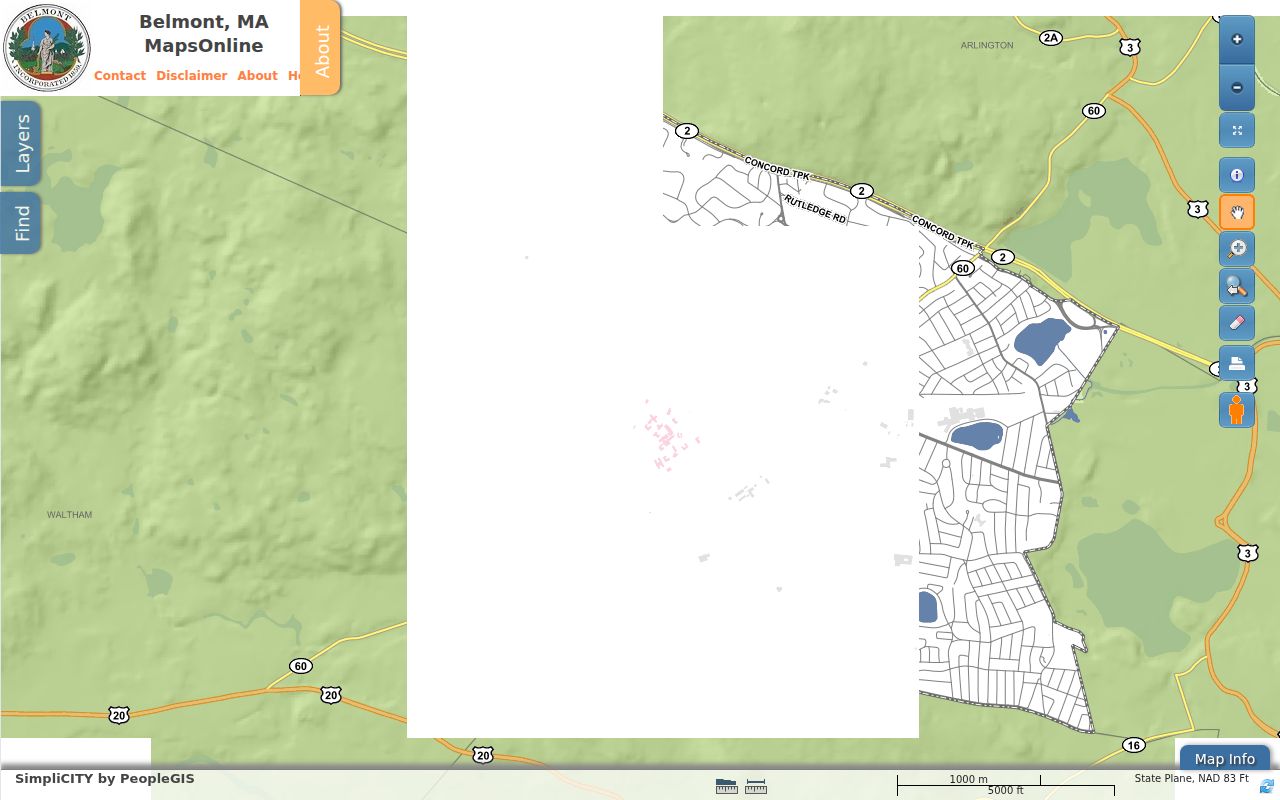 Belmont street directory municipal GIS parcel viewer for address and parcel research